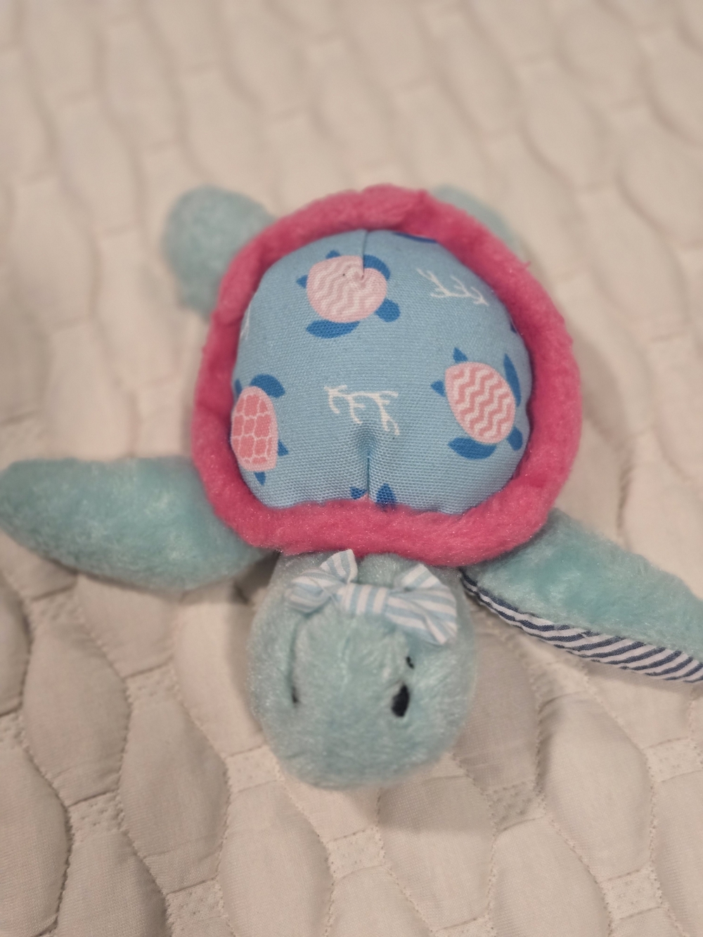 The Preppy Pelican Seersucker Themed Aqua & Pink Turtle Stuffed Animal